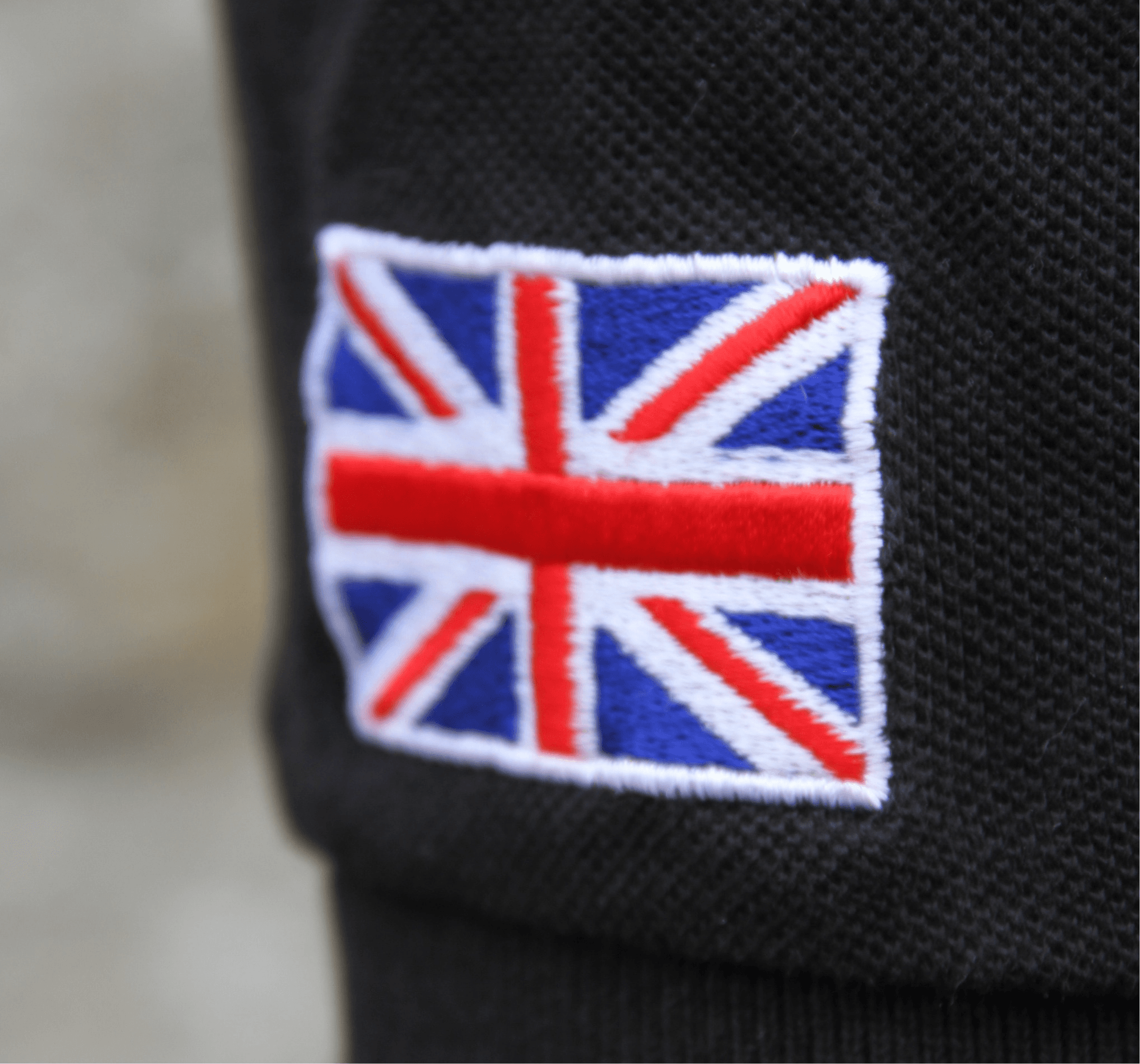 Union Jack embroidery by Levels Custom Apparel