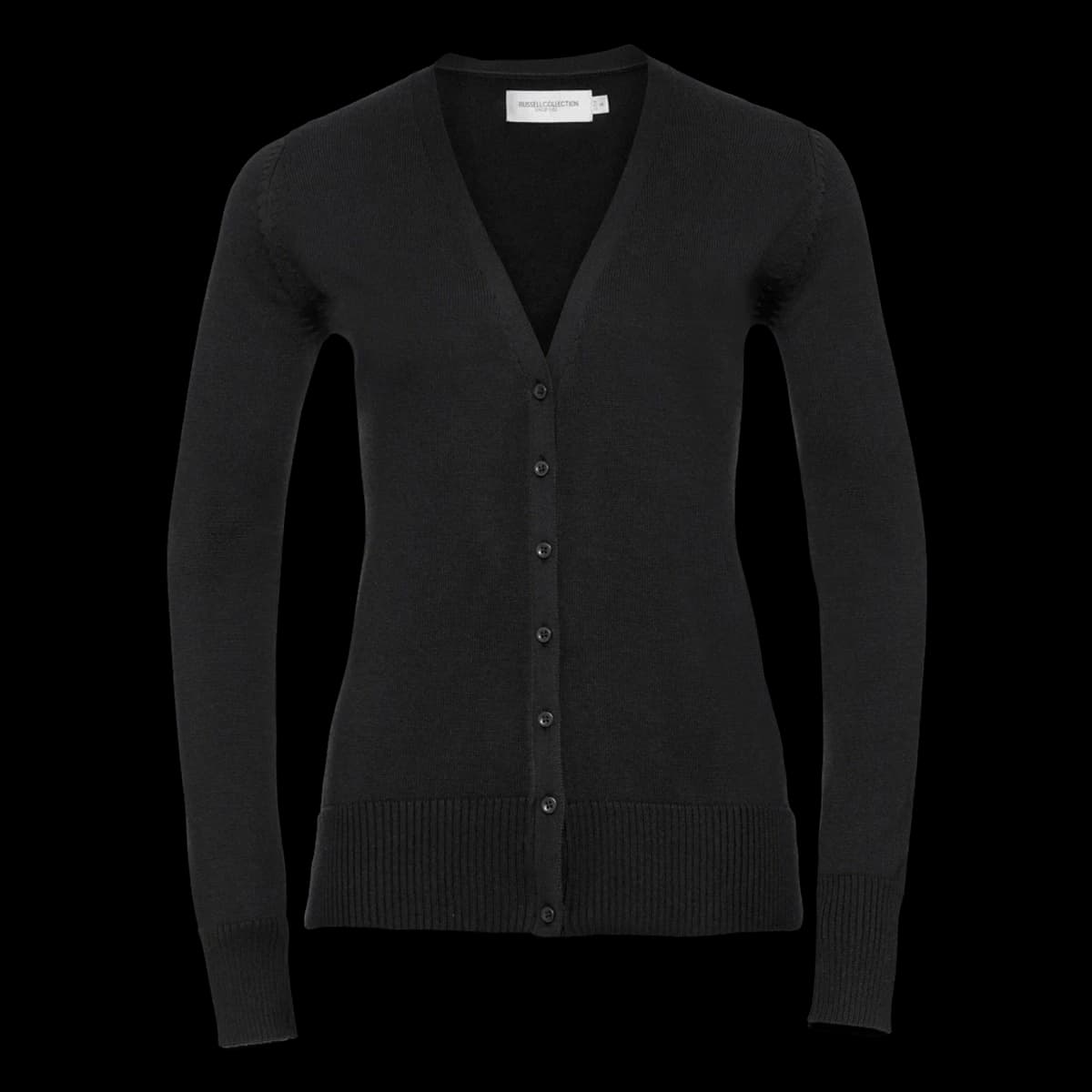 Russell Athletic Collection Ladies Cotton Acrylic V Neck Cardigan — front