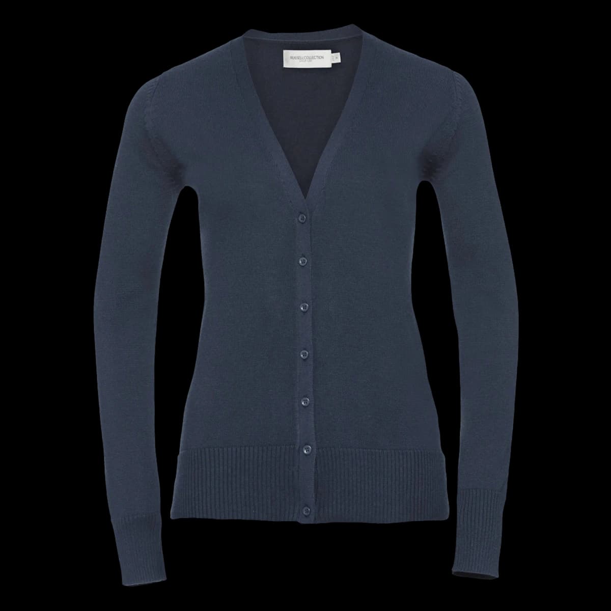 Russell Athletic Collection Ladies Cotton Acrylic V Neck Cardigan — front