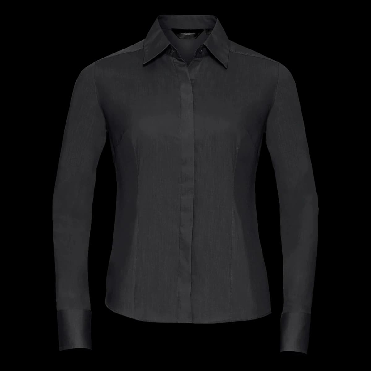 Russell Athletic Collection Ladies Long Sleeve Fitted Poplin Shirt — front