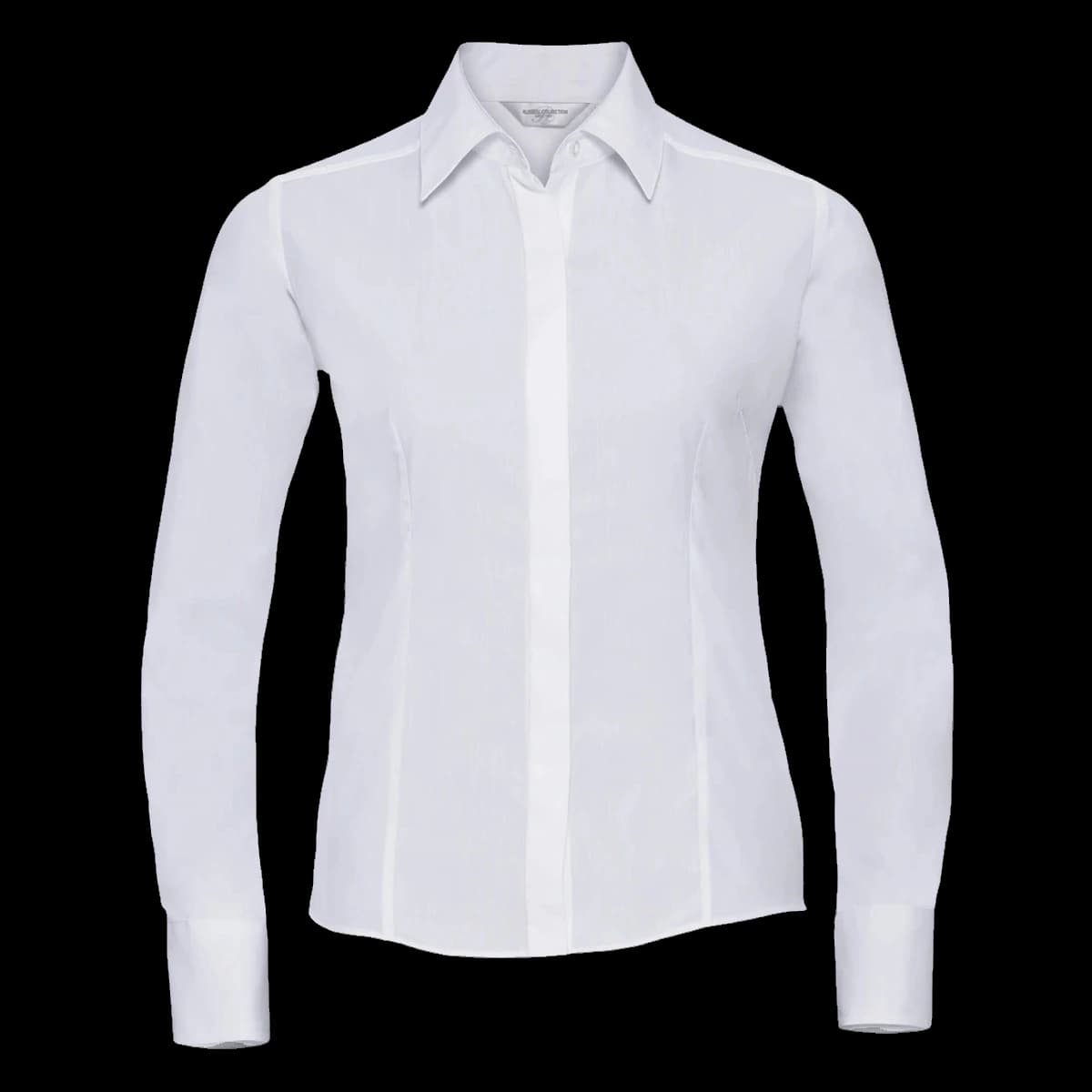 Russell Athletic Collection Ladies Long Sleeve Fitted Poplin Shirt — front