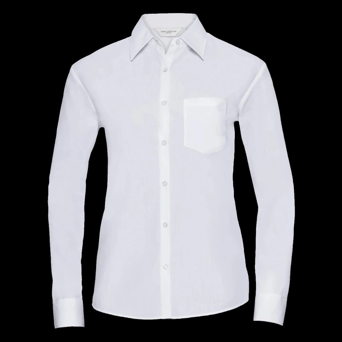 Russell Athletic Collection Ladies Long Sleeve Easy Care Poplin Shirt — front