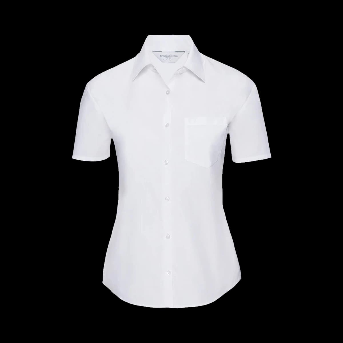 Russell Athletic Collection Ladies Short Sleeve Easy Care Poplin Shirt — front
