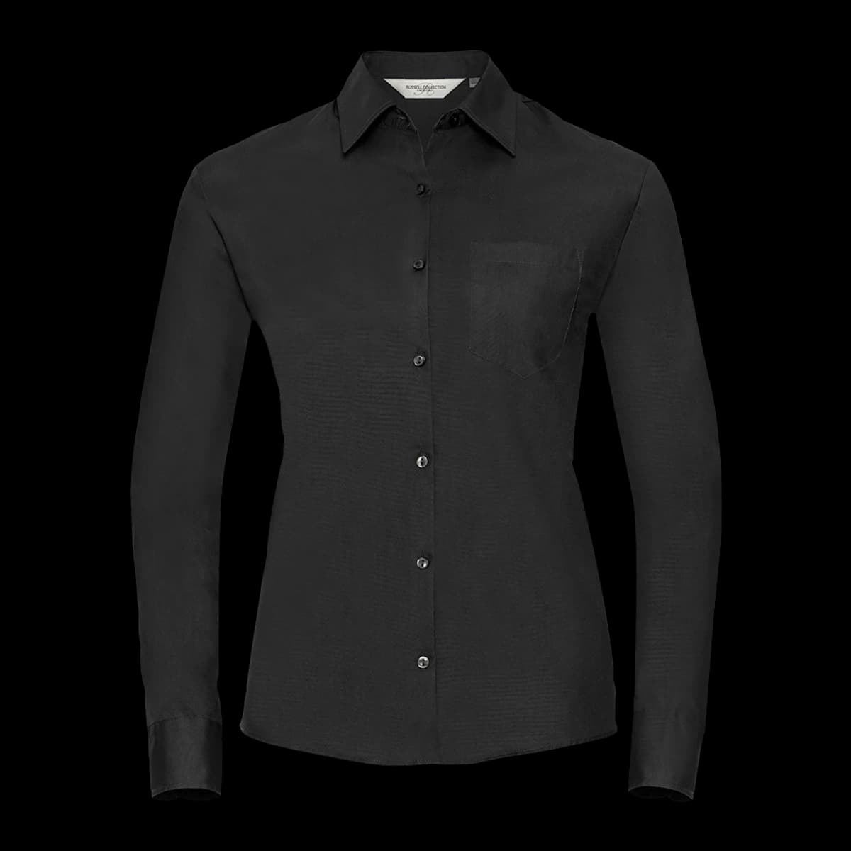 Russell Athletic Collection Ladies Long Sleeve Easy Care Cotton Poplin Shirt — front