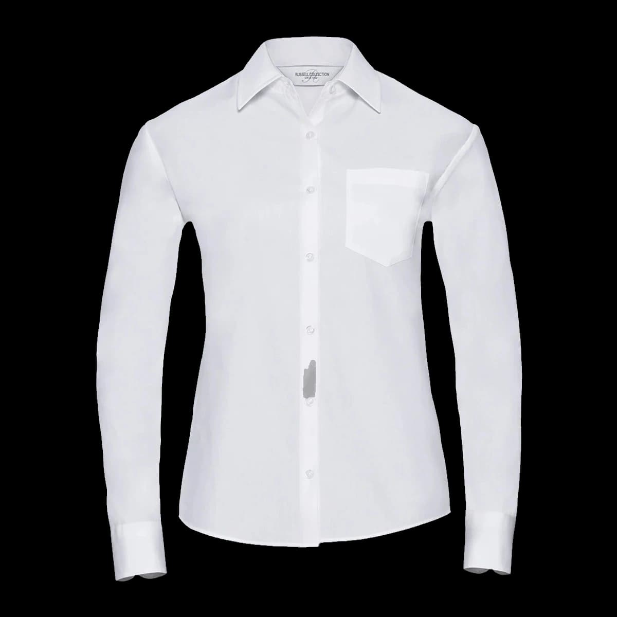 Russell Athletic Collection Ladies Long Sleeve Easy Care Cotton Poplin Shirt — front