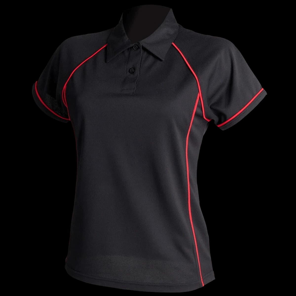 Finden + Hales Ladies Performance Piped Polo Shirt — front