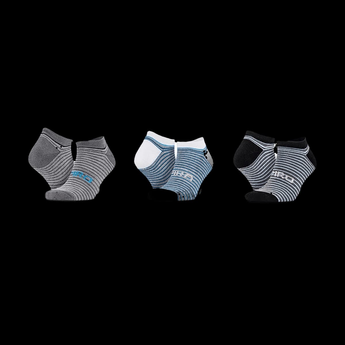 Spiro 3 Pack Mixed Stripe Sneaker Socks — front