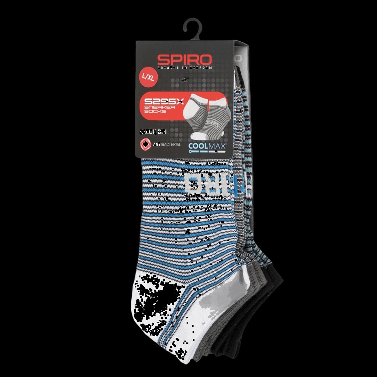 Spiro 3 Pack Mixed Stripe Sneaker Socks — detail