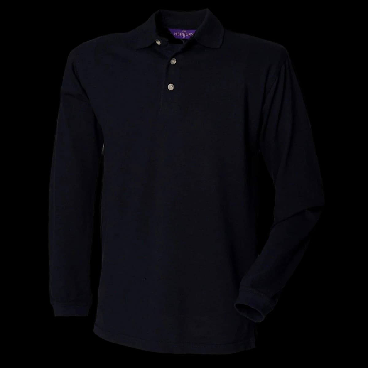 Henbury Long Sleeve Cotton Piqué Polo Shirt — front