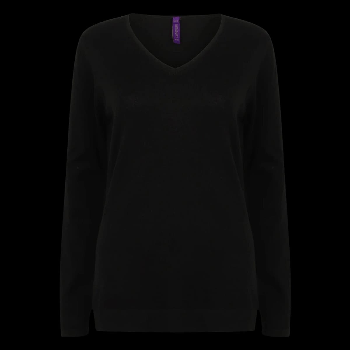 Henbury Ladies Lightweight Cotton Acrylic V Neck Sweater — front