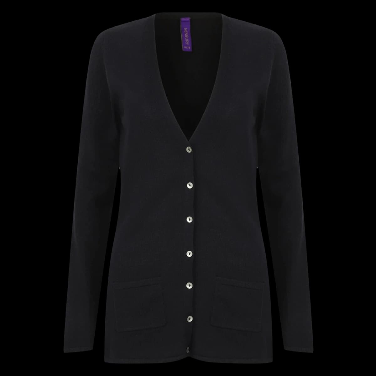 Henbury Ladies Cotton Acrylic V Neck Cardigan — front