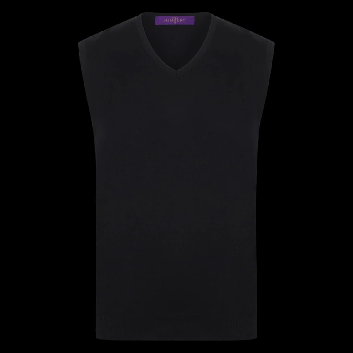 Henbury Lightweight Sleeveless Cotton Acrylic V Neck Sweater — front