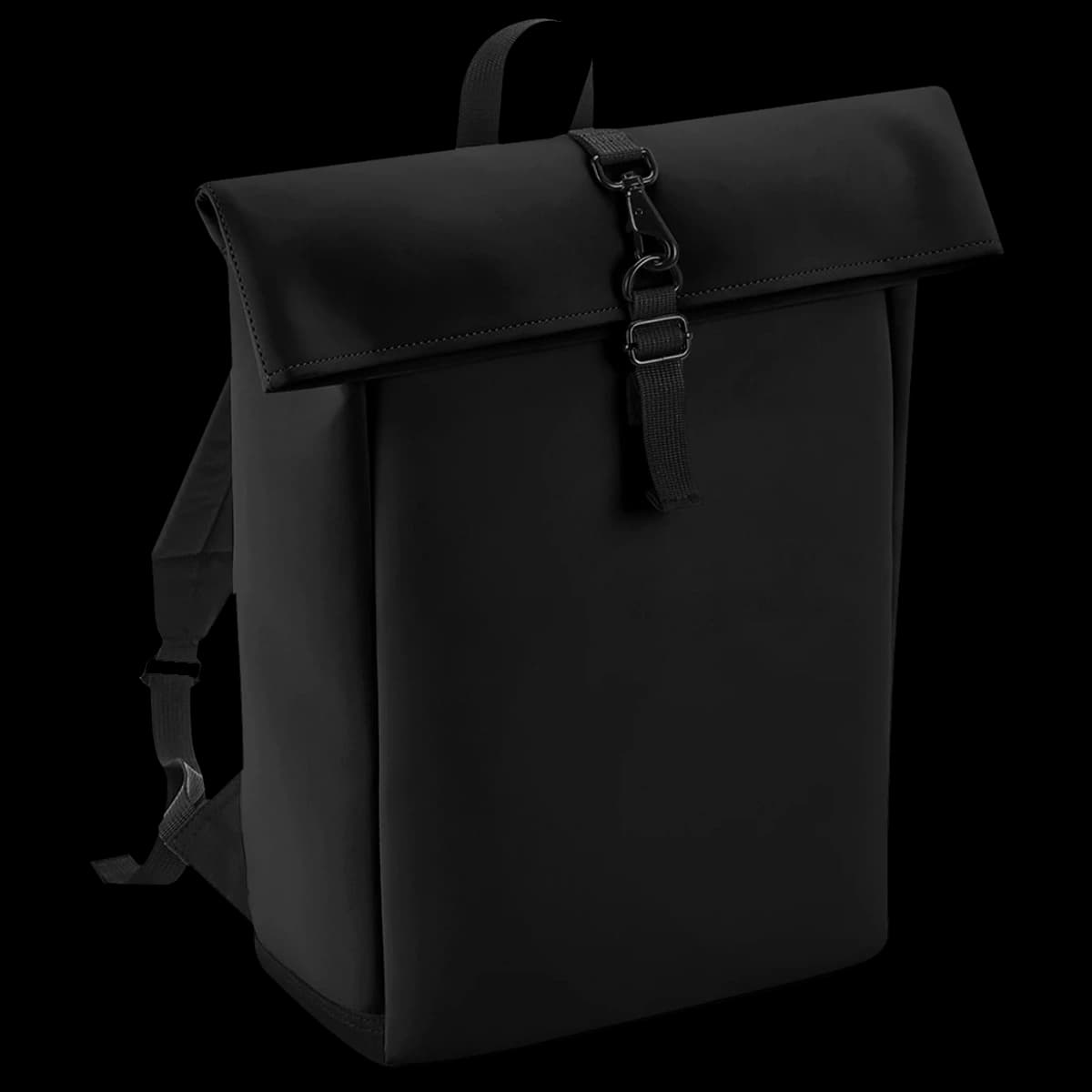 BagBase Matte PU Roll-Top Backpack — front