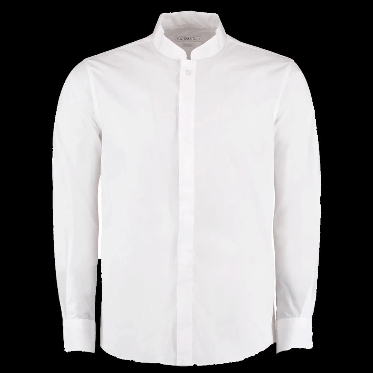 Kustom Kit Long Sleeve Tailored Mandarin Collar Shirt — front