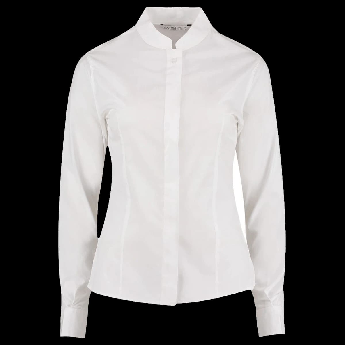 Kustom Kit Ladies Long Sleeve Tailored Mandarin Collar Shirt — front