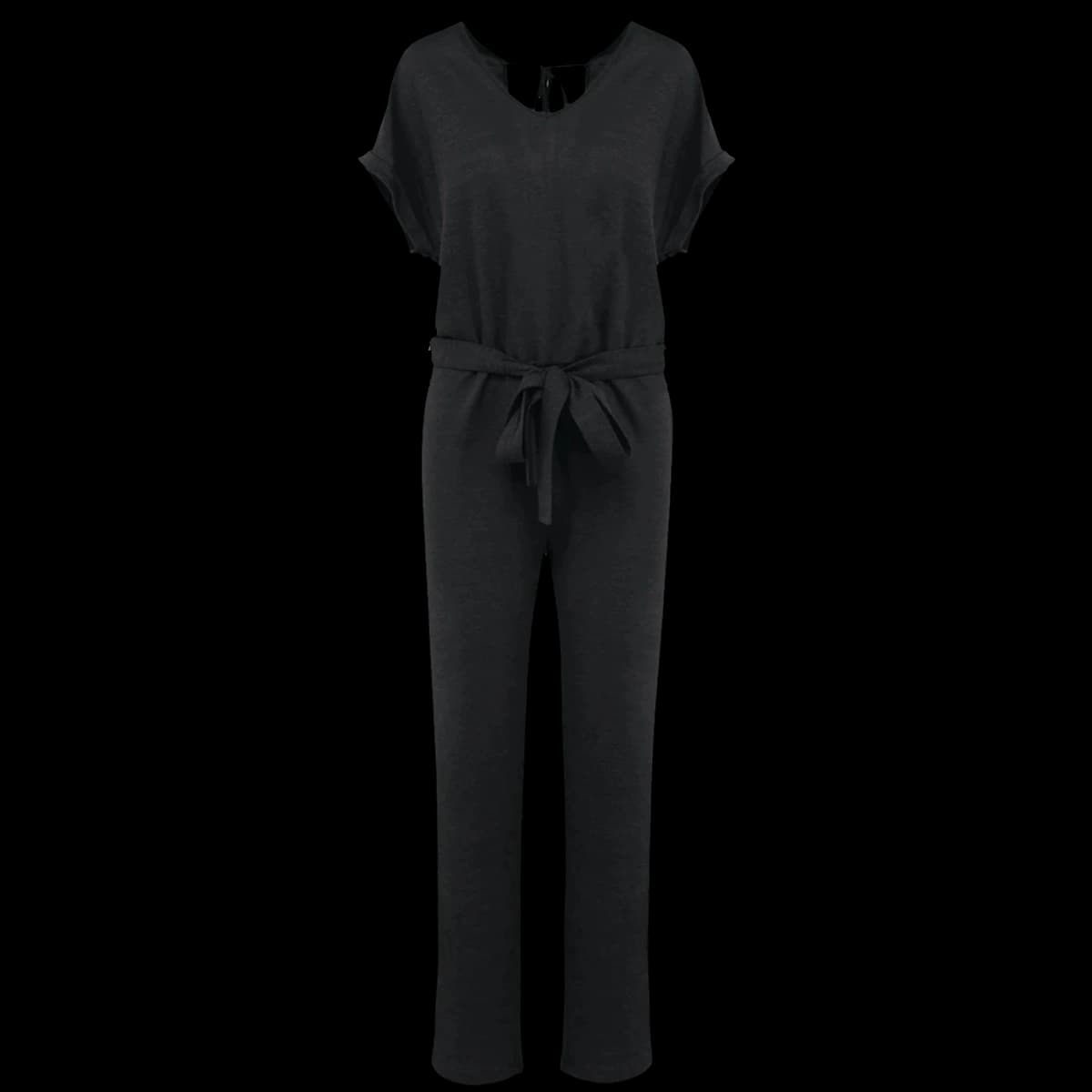 Spasso Ladies Short Sleeve Linen Knit Jumpsuit — front