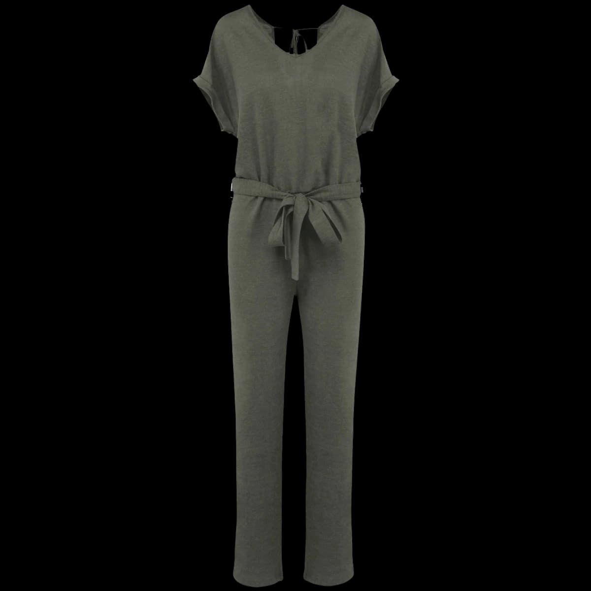 Spasso Ladies Short Sleeve Linen Knit Jumpsuit — front
