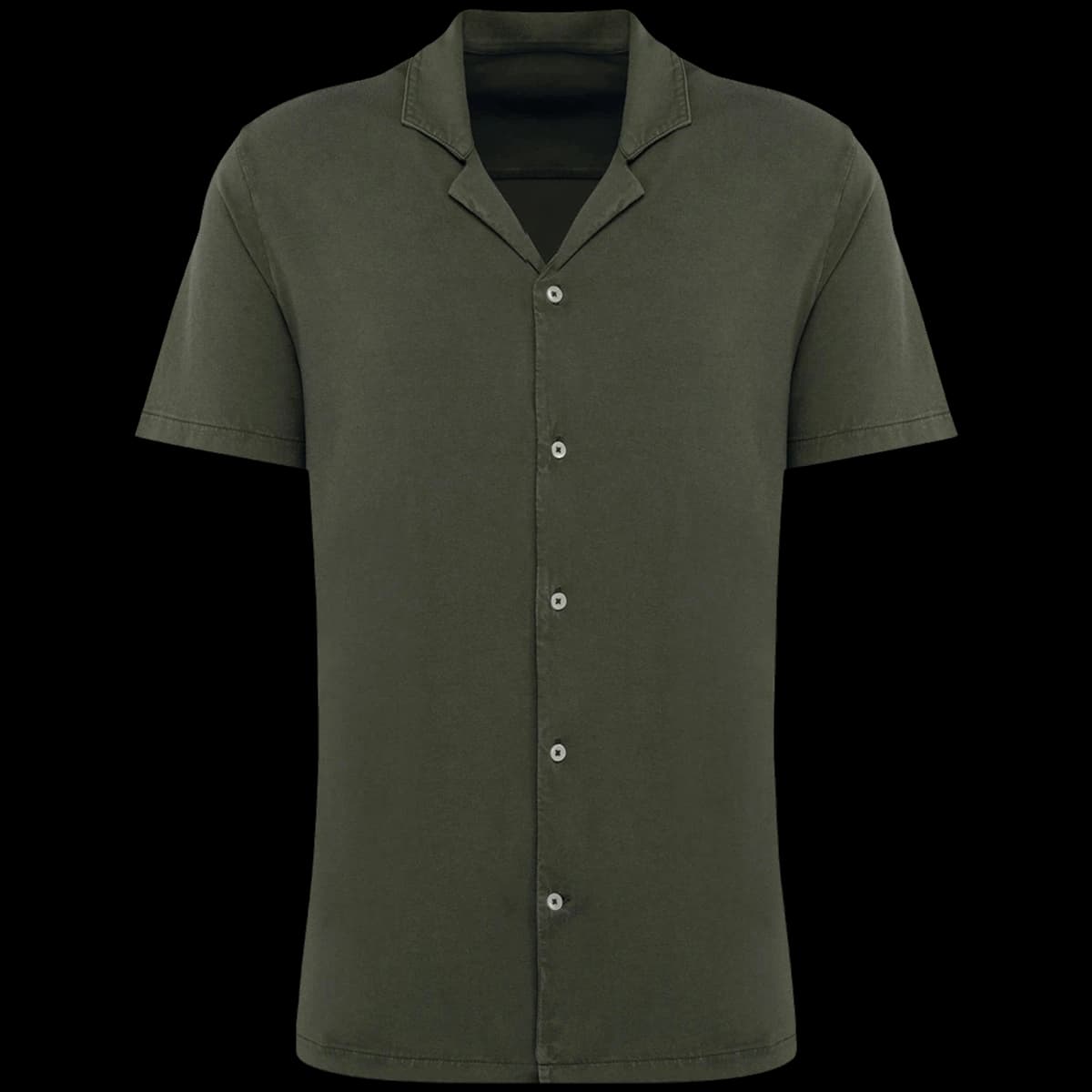 Spasso Jersey Short Sleeve Bowling Collar Shirt — front