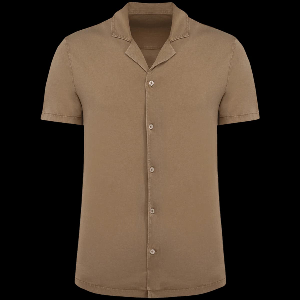 Spasso Jersey Short Sleeve Bowling Collar Shirt — front