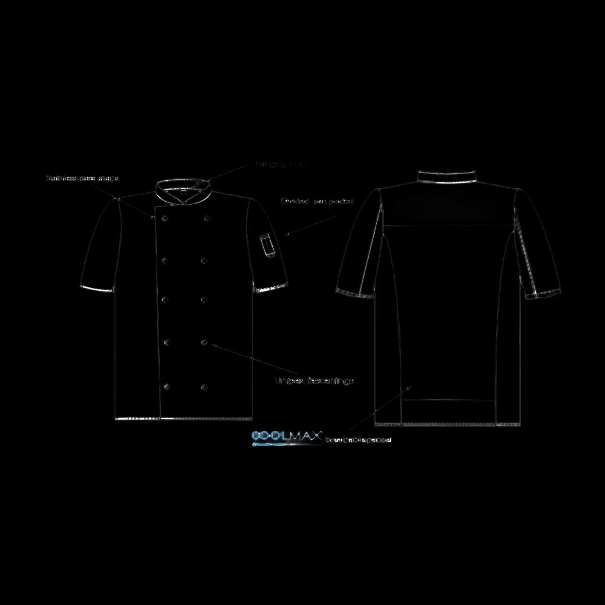 ADC Short Sleeve Coolmax® Chef's Jacket — detail