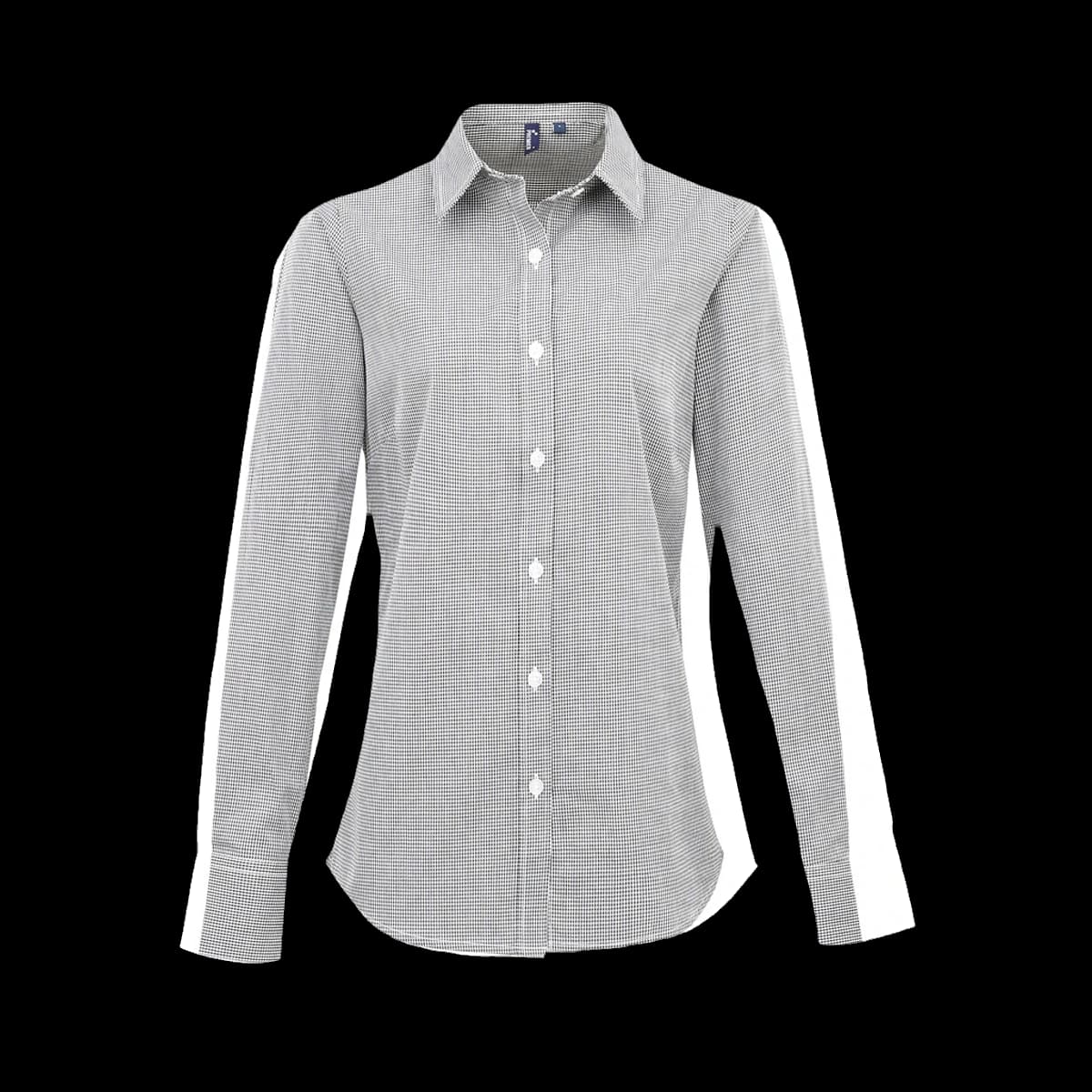 Premier Ladies Gingham Long Sleeve Shirt — front
