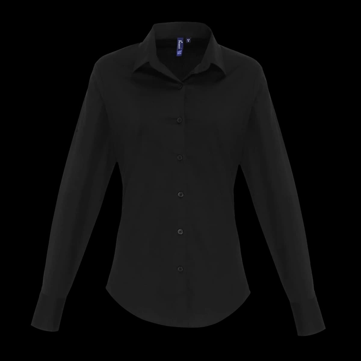 Premier Ladies Long Sleeve Stretch Fit Poplin Shirt — front