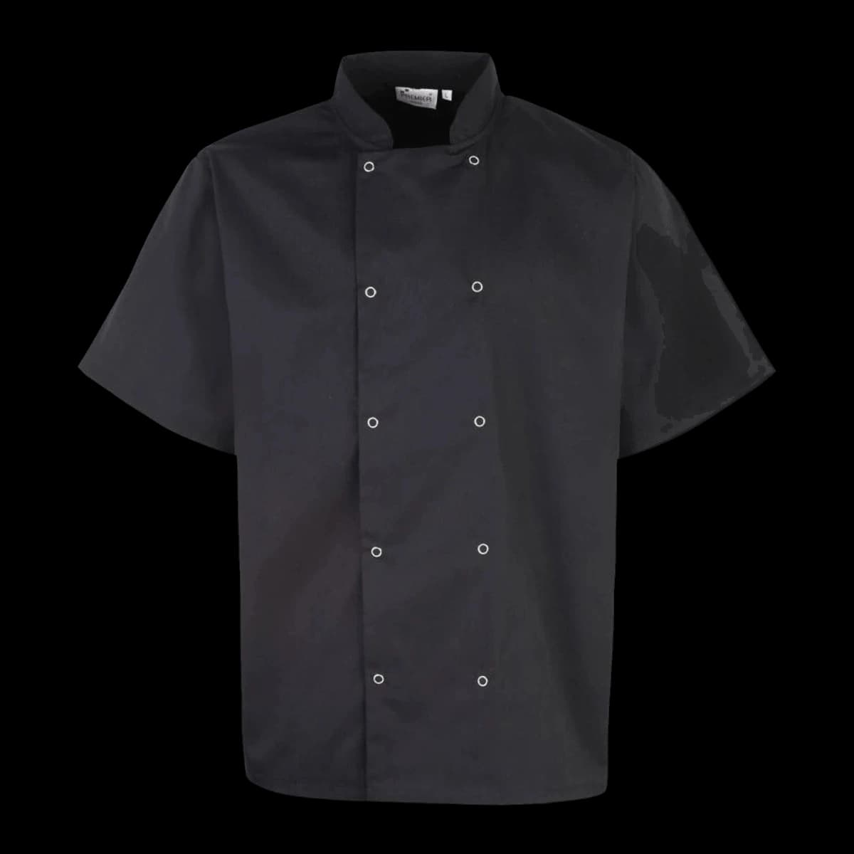 Premier Unisex Short Sleeve Stud Front Chef's Jacket — front