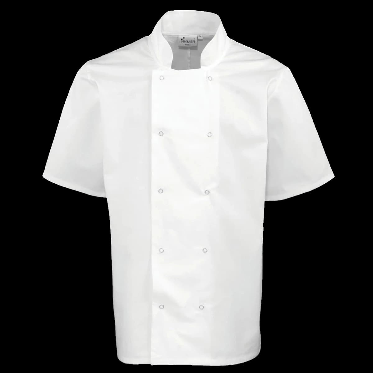 Premier Unisex Short Sleeve Stud Front Chef's Jacket — front