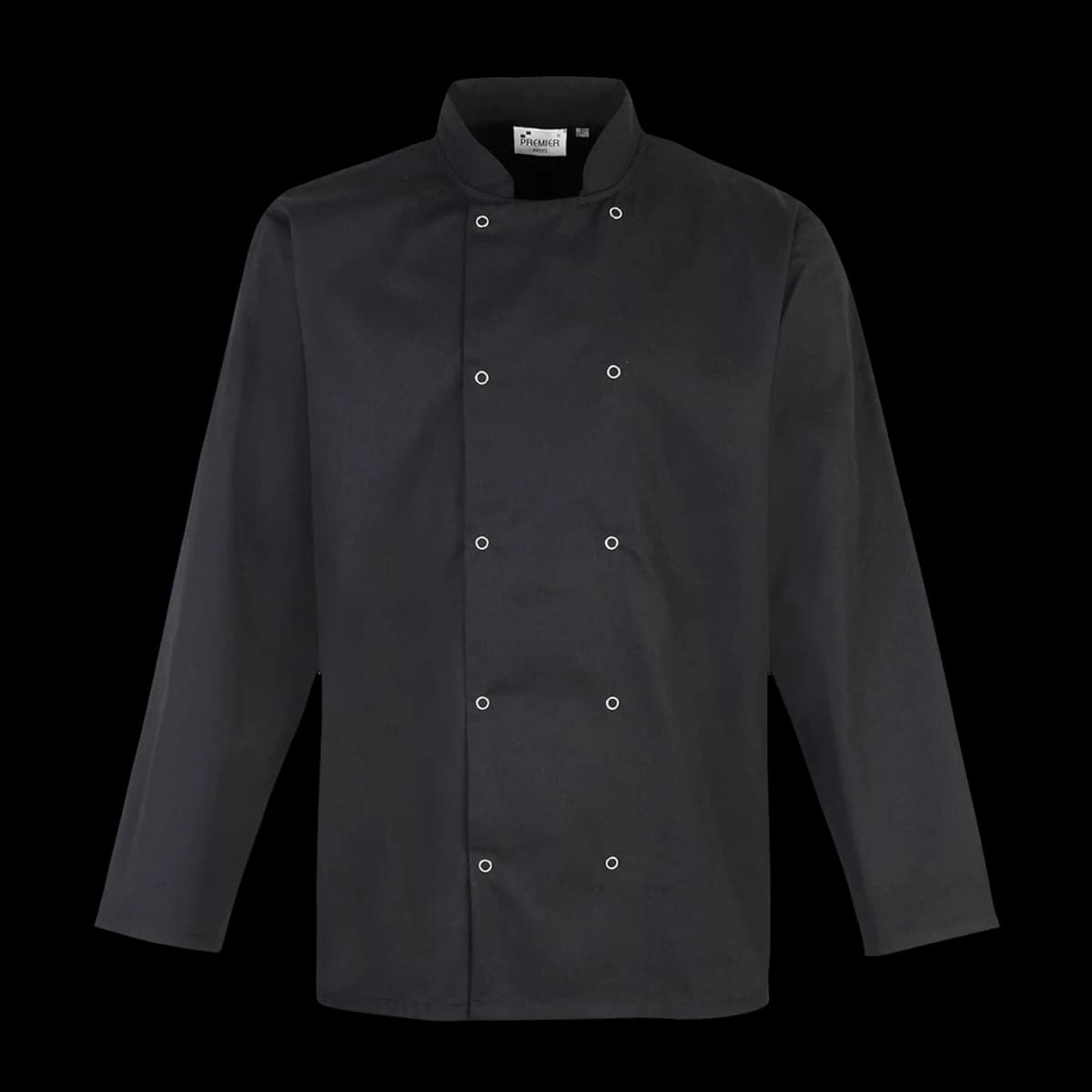 Premier Unisex Long Sleeve Stud Front Chef's Jacket — front