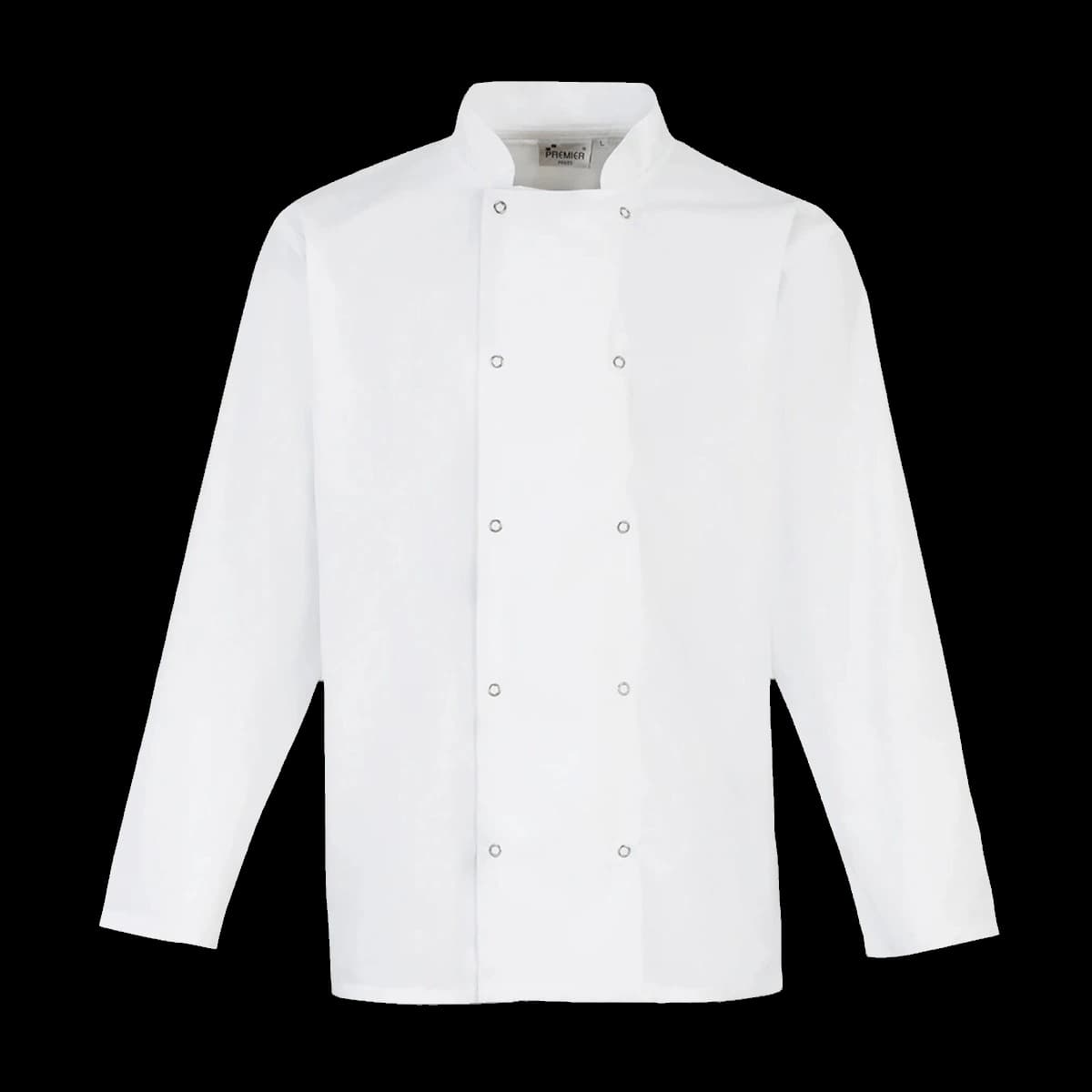Premier Unisex Long Sleeve Stud Front Chef's Jacket — front