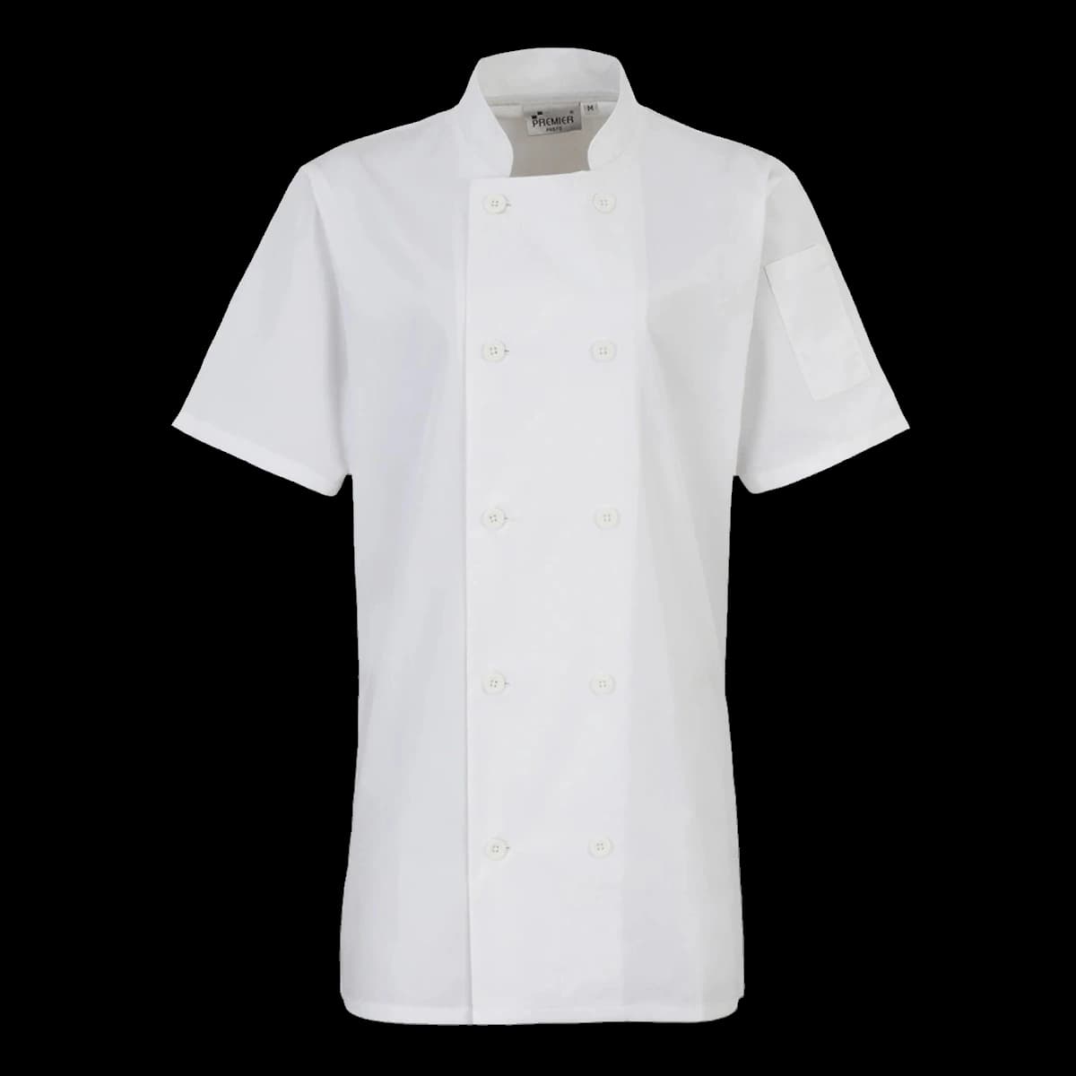 Premier Ladies Short Sleeve Chef's Jacket — front