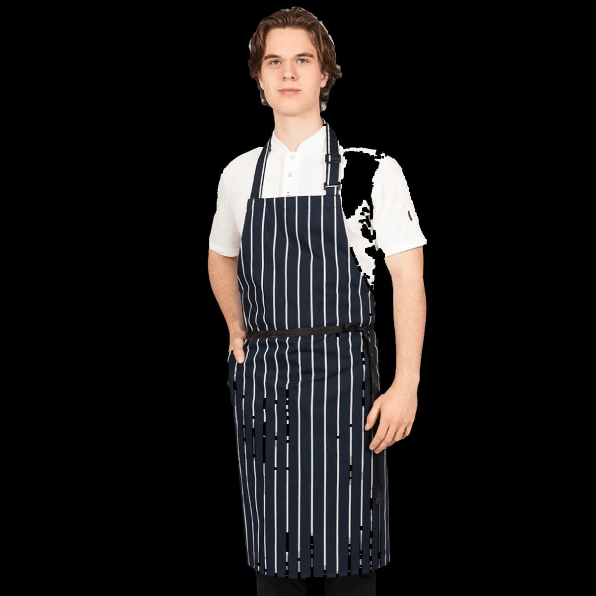 Dennys Poly/cotton Apron with Side Pocket — model