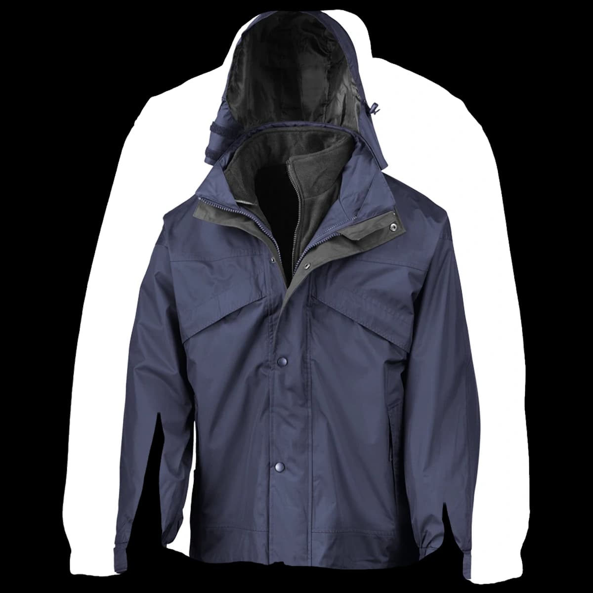 Result 3-in-1 Waterproof Zip and Clip Fleece Lined Jacket — front