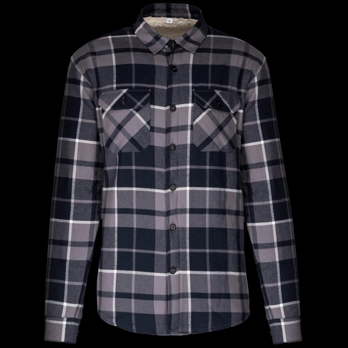 Kariban Sherpa Lined Checked Shirt Jacket — front