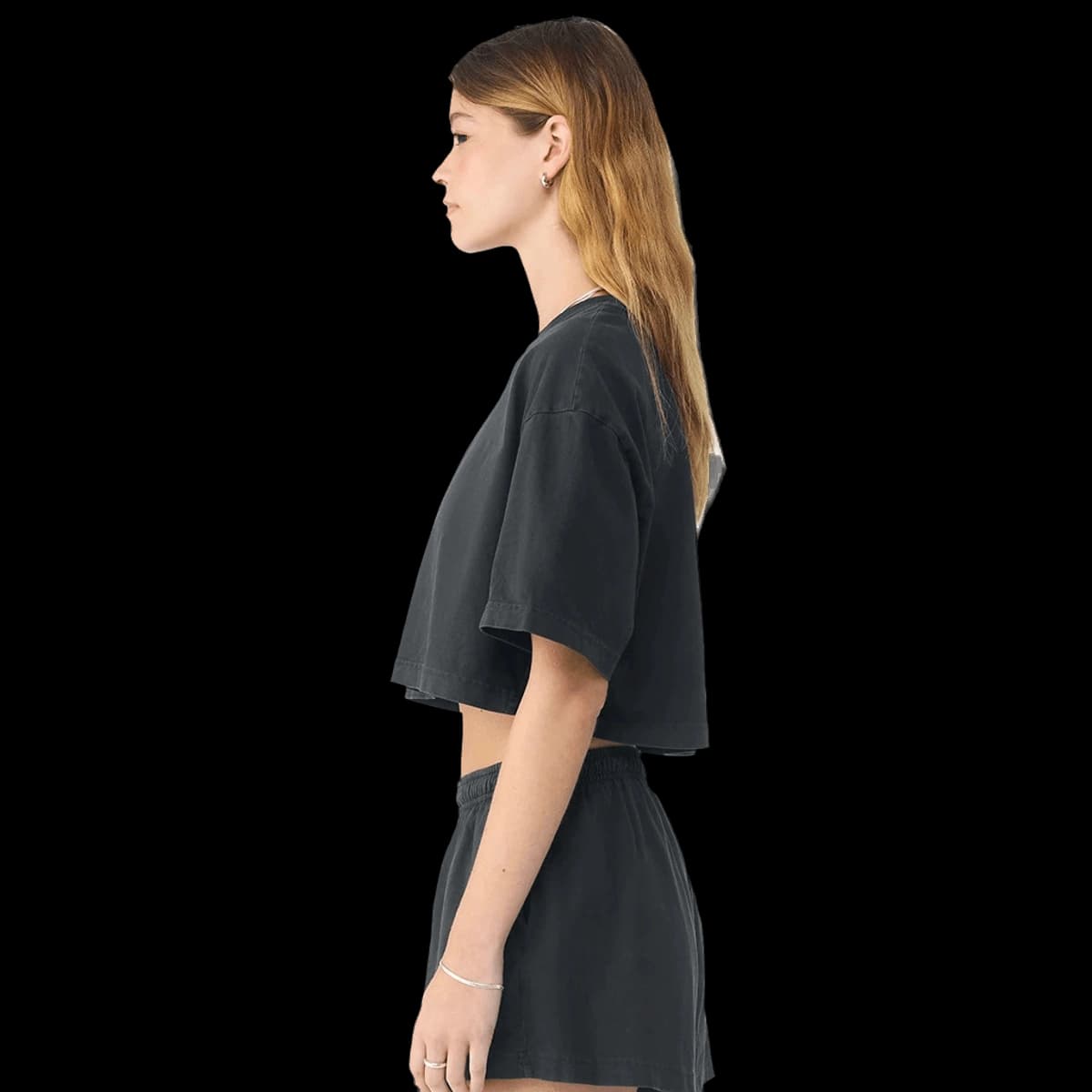 Bella Ladies Heavyweight Washed Cropped T-Shirt — model