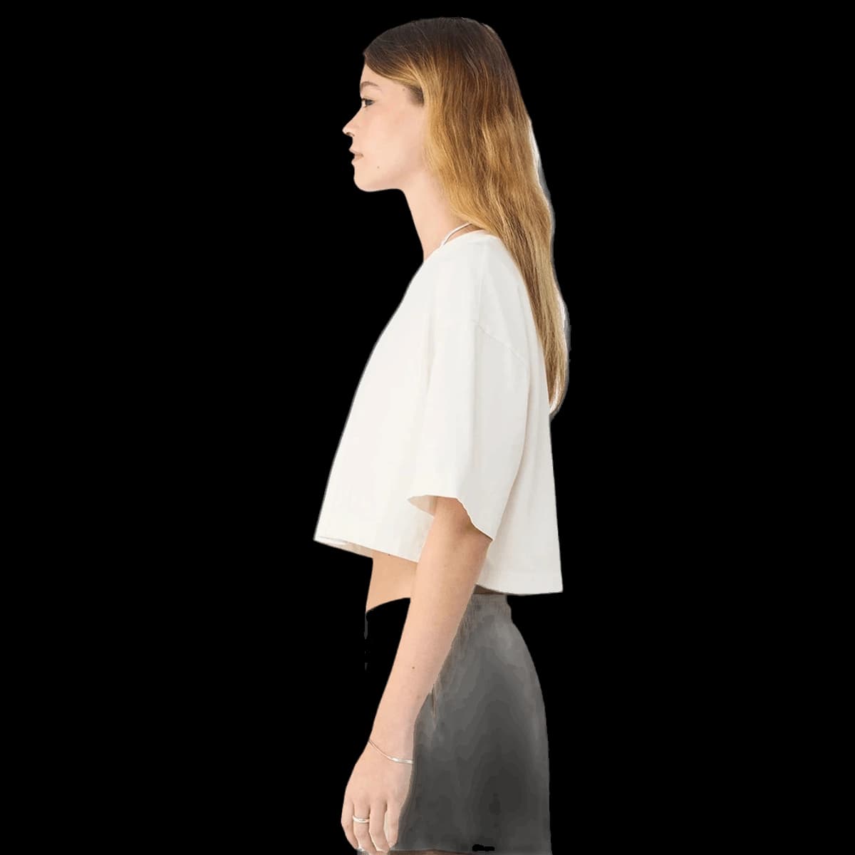 Bella Ladies Heavyweight Washed Cropped T-Shirt — model