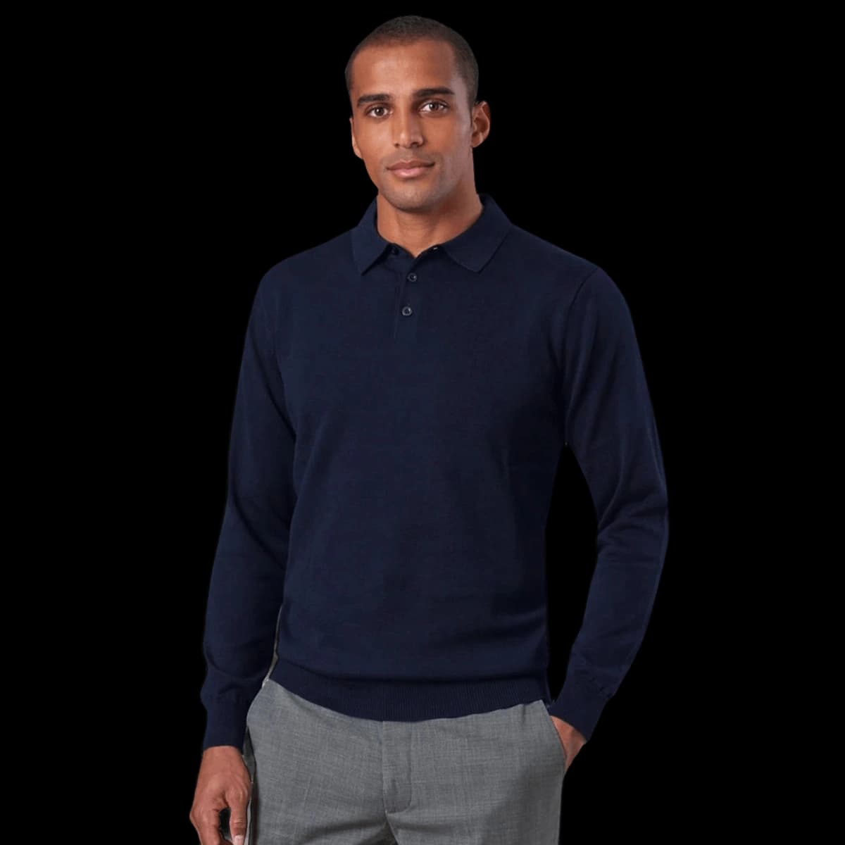 Brook Taverner Casper Knitted Long Sleeve Polo Shirt — model