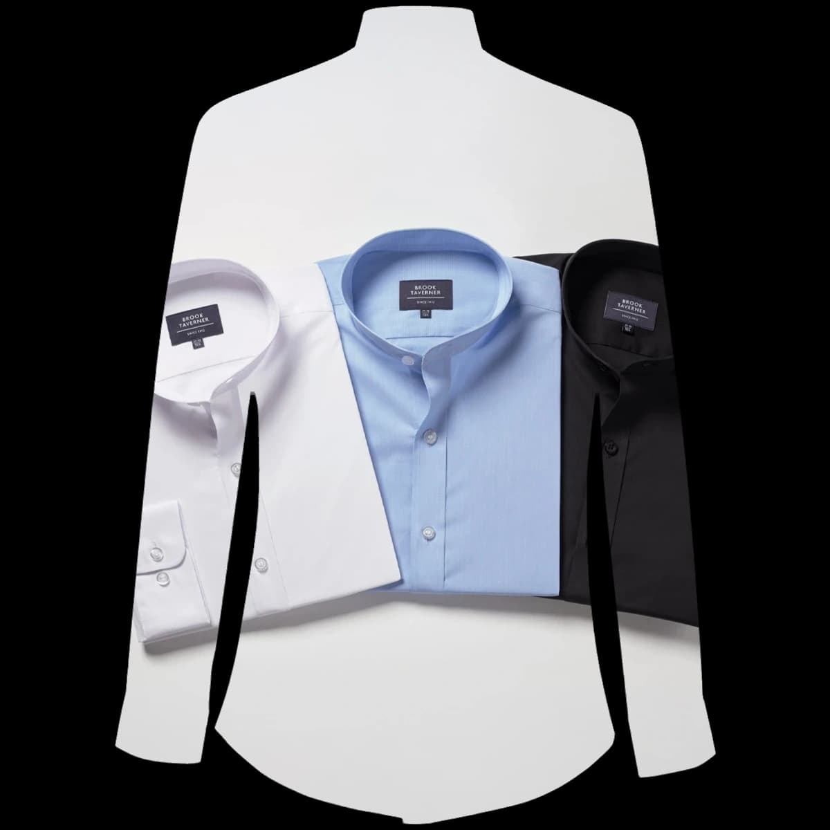 Brook Taverner Volterra Long Sleeve Grandad Collar Shirt — front