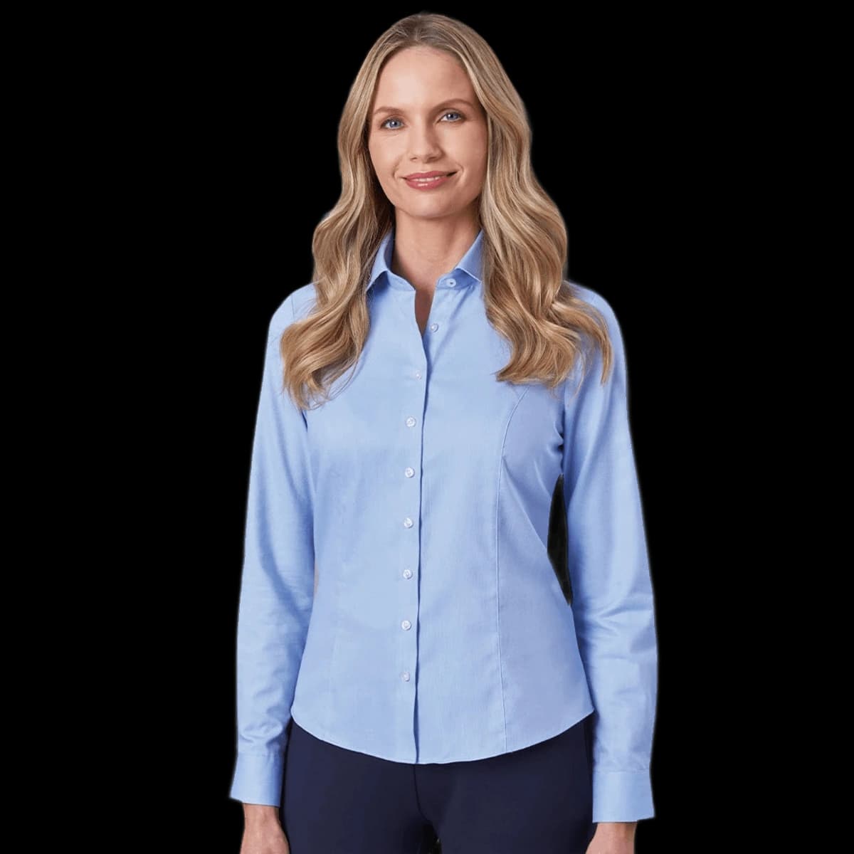 Brook Taverner Ladies Aspen Long Sleeve Oxford Shirt — model