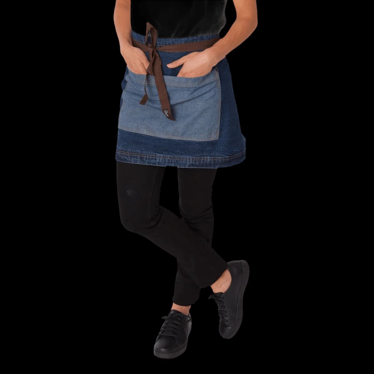Washed Denim Contrast Waist Apron