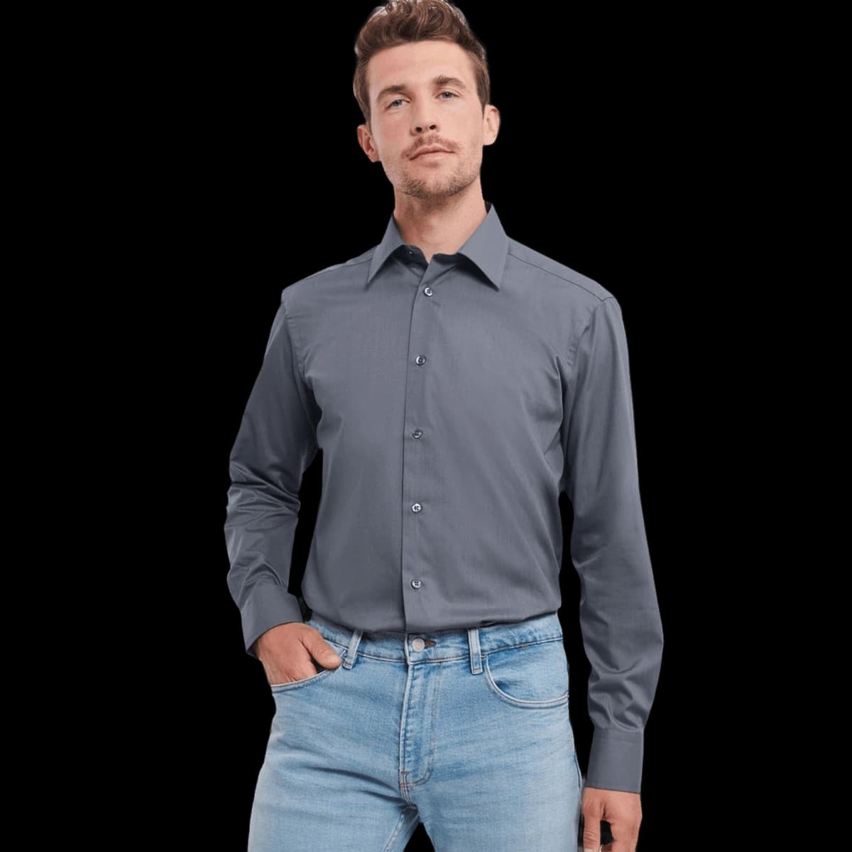 Men's Long Sleeve Tailored Polycotton Poplin Shirt