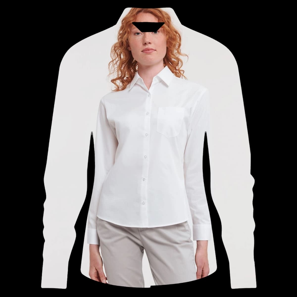 Ladies' Long Sleeve Classic Pure Cotton Poplin Shirt