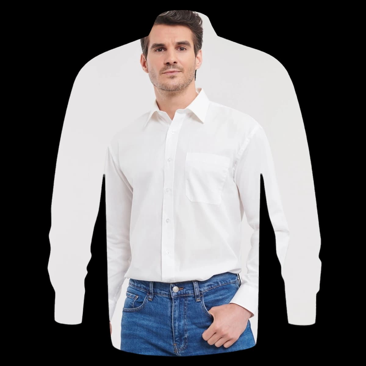 Men's Long Sleeve Classic Pure Cotton Poplin Shirt