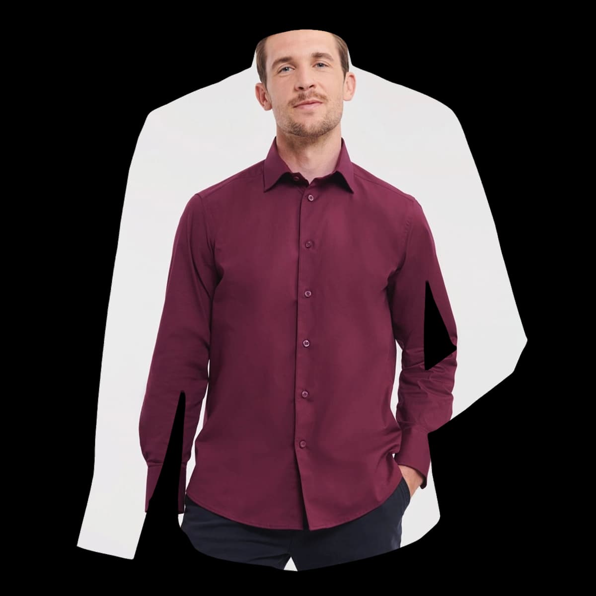Men's Long Sleeve Fitted Stretch Shirt