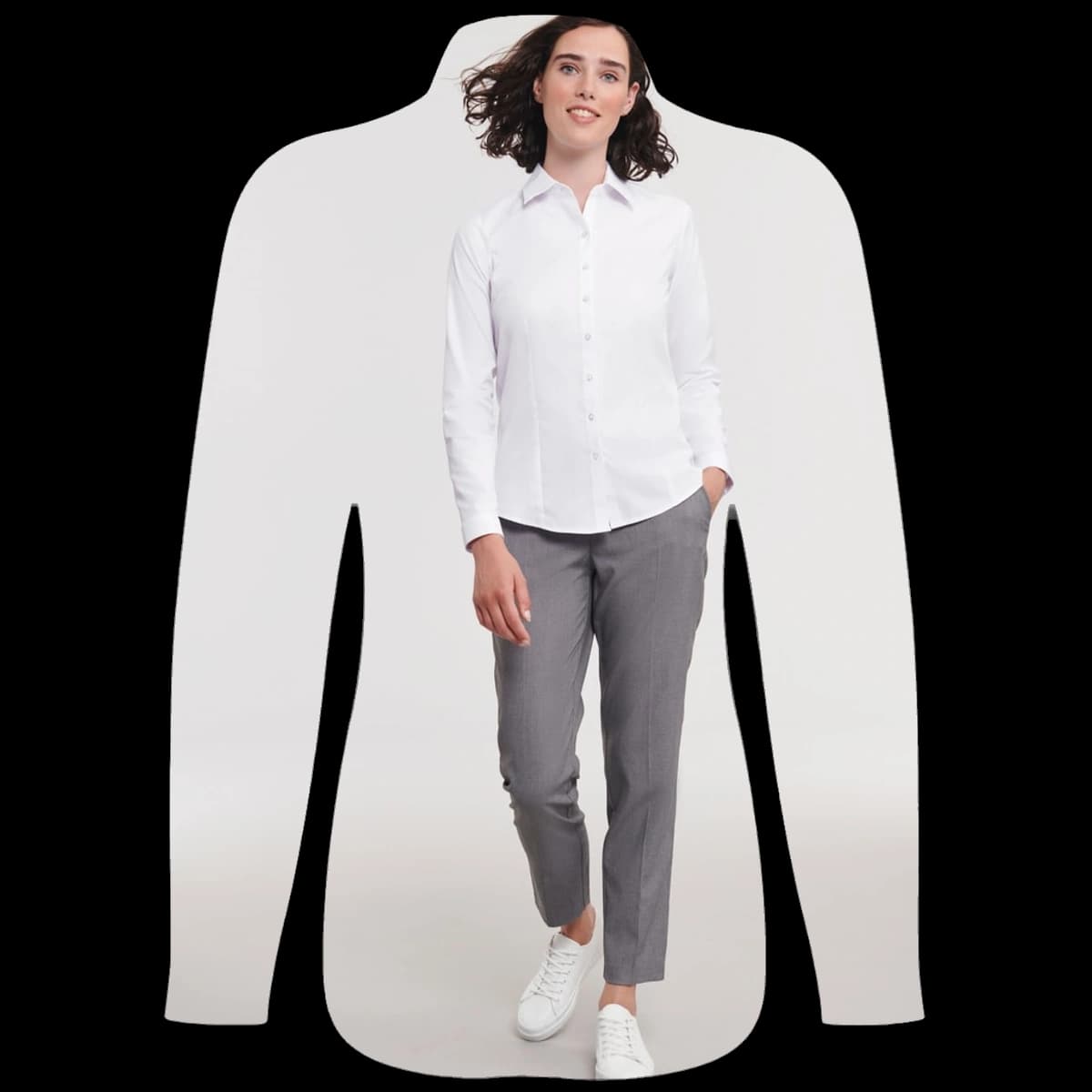 Ladies' Long Sleeve Tailored Herringbone Shirt
