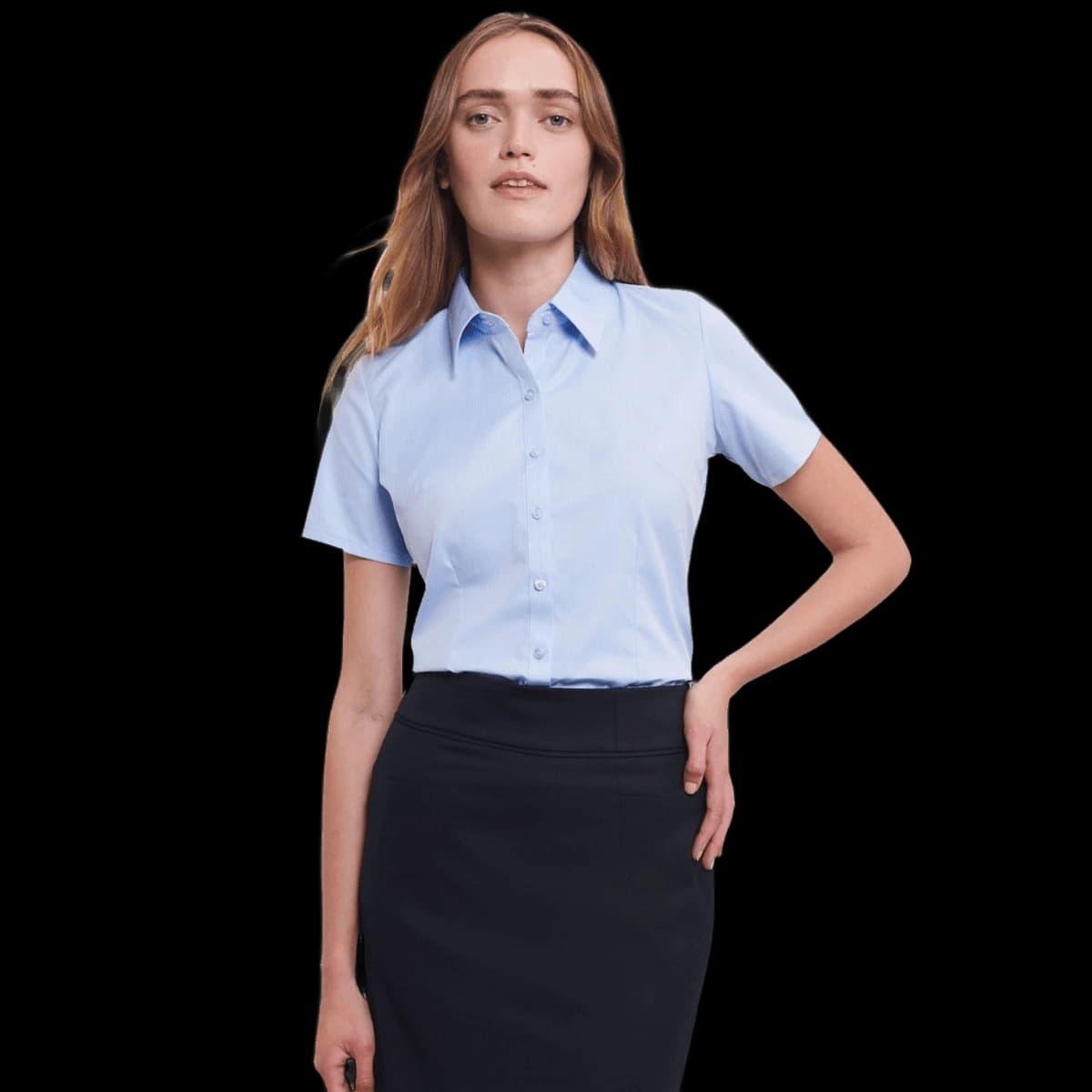 Ladies' Short Sleeve Tailored Herringbone Shirt