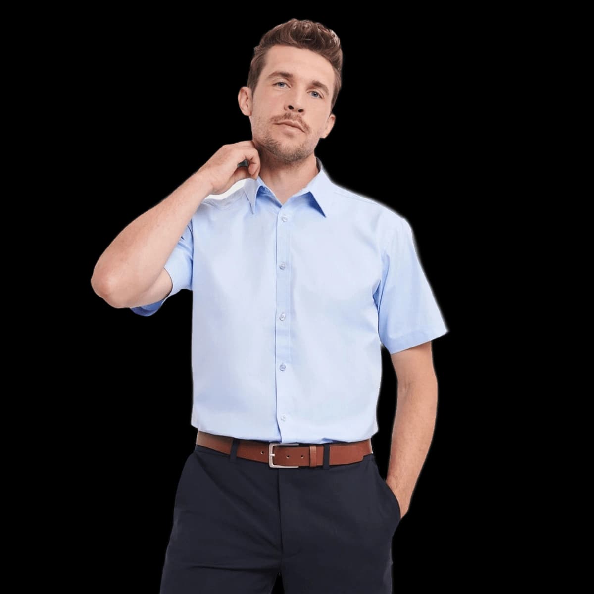 Men's Short Sleeve Tailored Herringbone Shirt