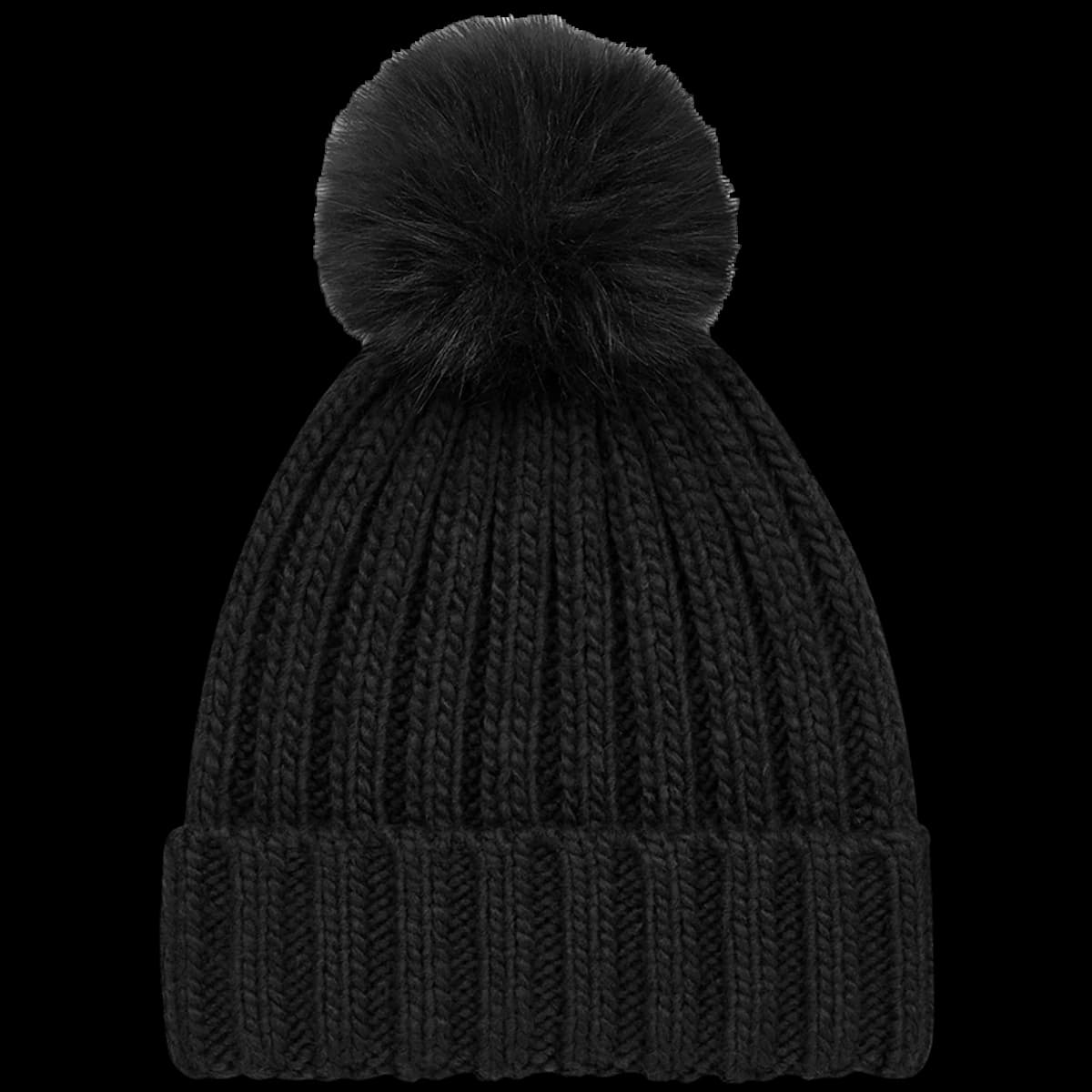 Beechfield Verbier Fur Pop Pom Beanie — front