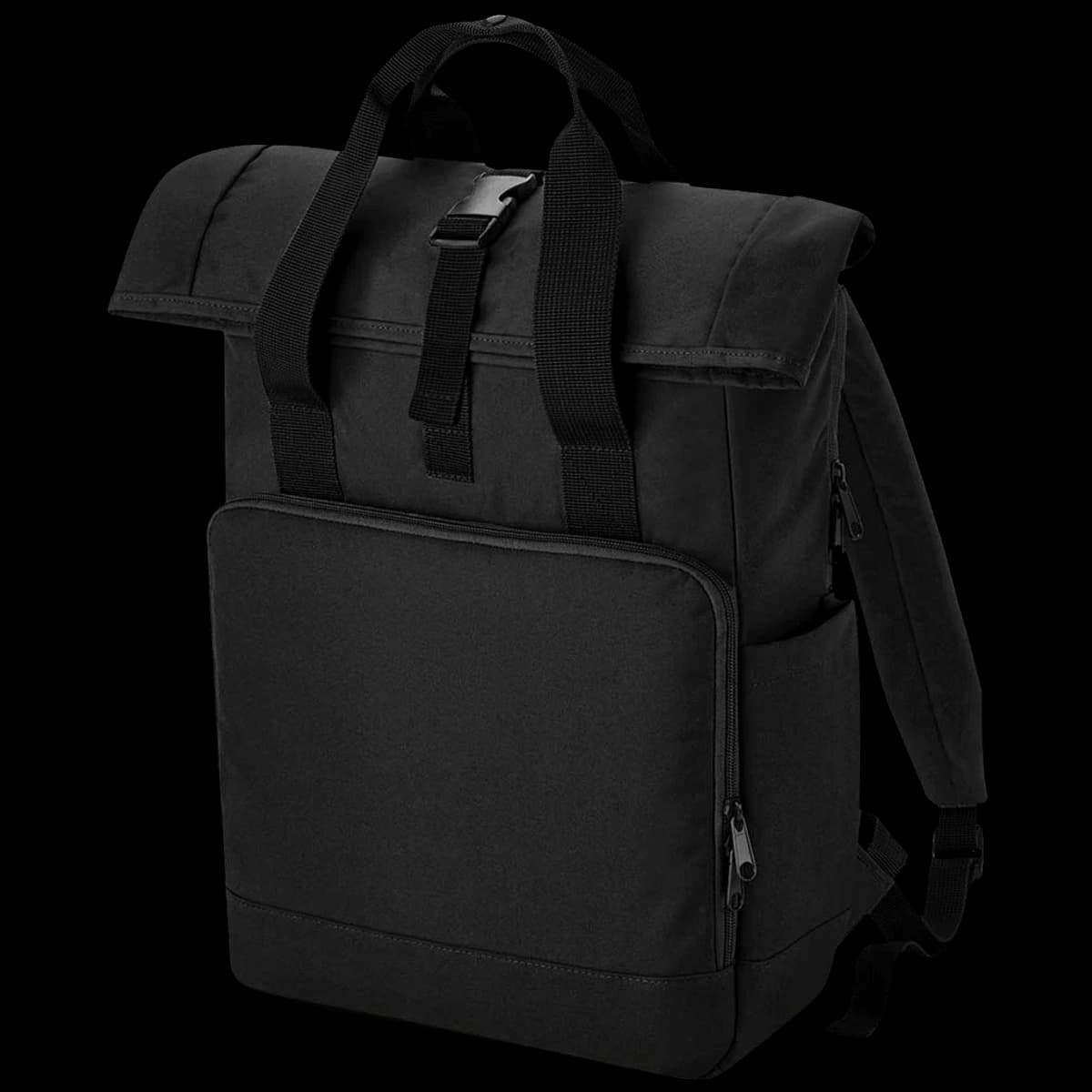 BagBase Recycled Twin Handle Roll-Top Laptop Backpack — front
