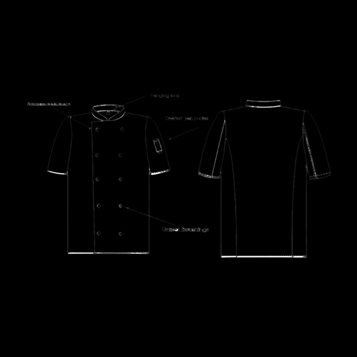 Dennys Short Sleeve Press Stud Chef's Jacket — detail